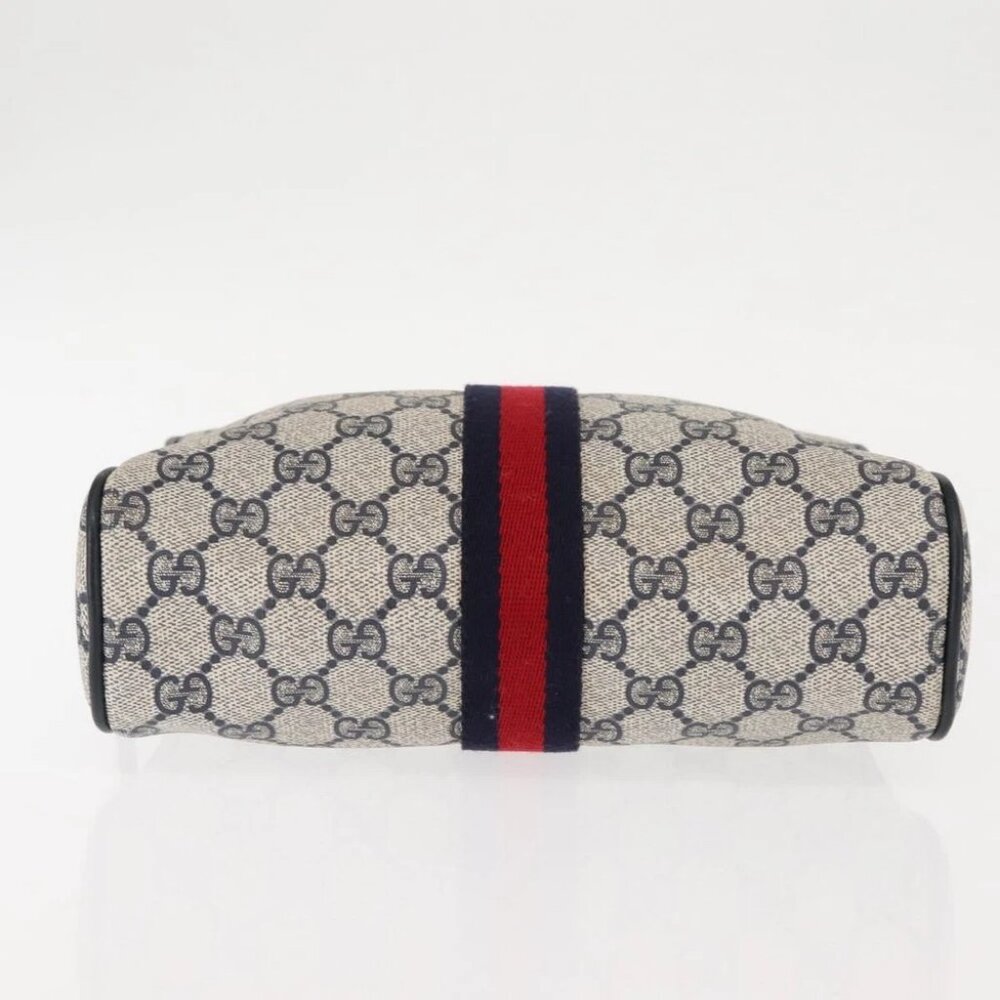 GUCCI GG Supreme Sherry Line Clutch Bag Red Navy - Picture 7 of 14
